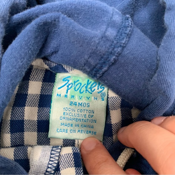 Rare VTG Sprocket’s Mervyns Blue & White Gingham Thru The Woods Baby Jumper 24mo - Picture 9 of 12